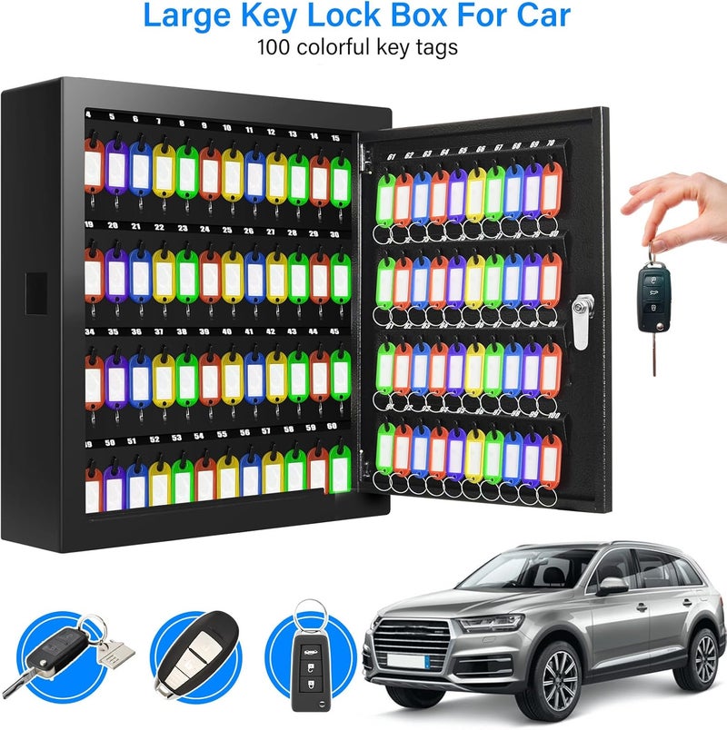 Oepmoc 100 Keys Key Lock Box, Anti-Theft Key Cabinet with Key Tags, Key Organizer Wall Mount for Car Garage House Rental Office Business - Image 5